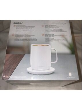 NEW Sealed Ember 2 Temperature Control Mug, 14 oz, White with Handle